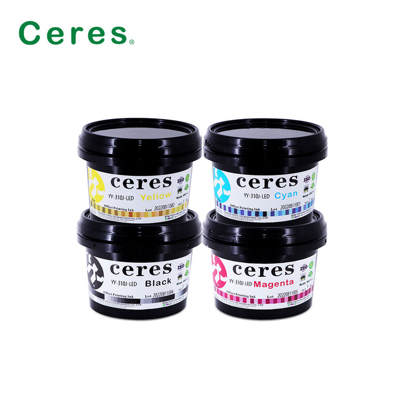 Ceres YY-310 UV LED 오프셋 잉크 100~150um 두께와 CMYK 판톤 색상